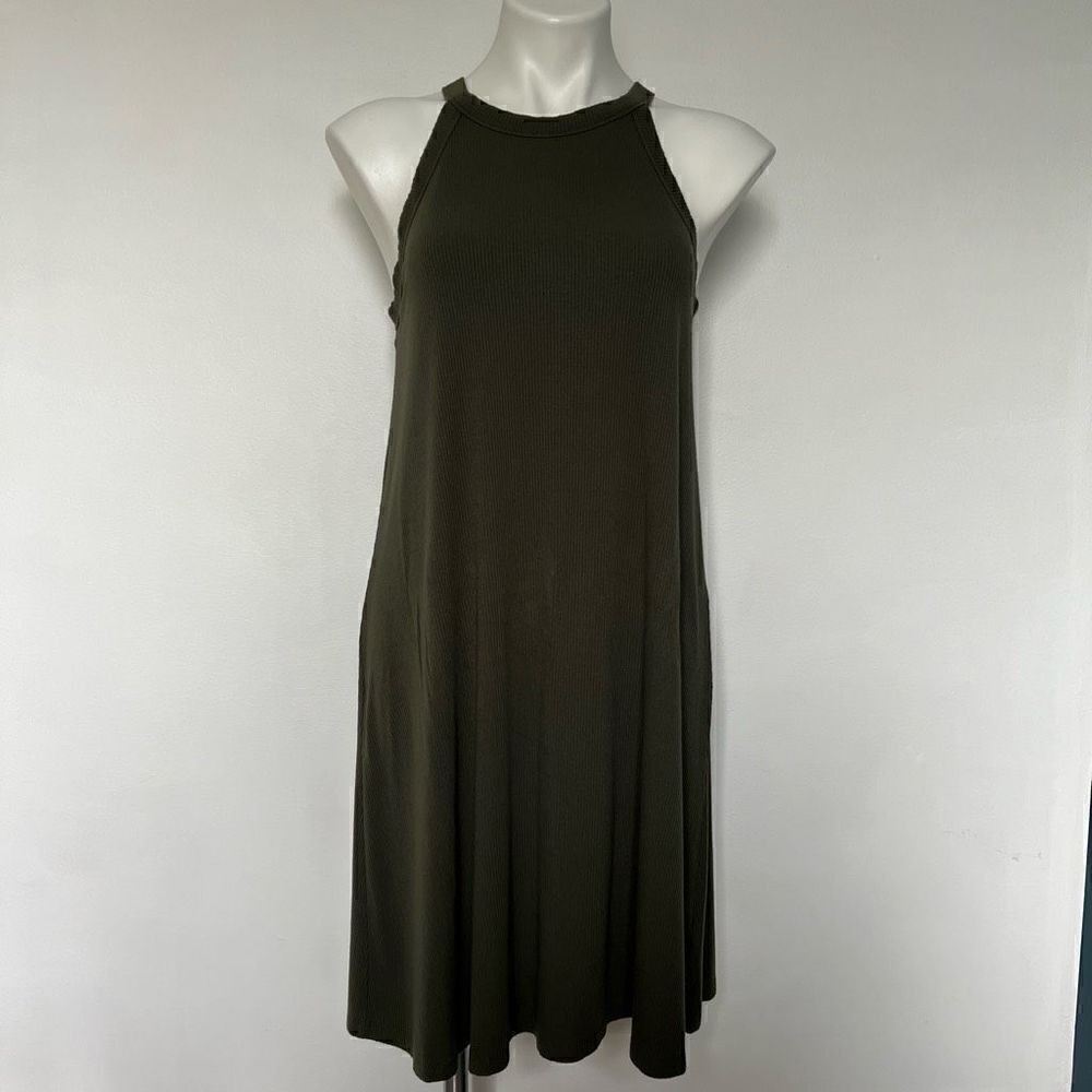 Gap Basic Ribbed Olive Green Mini Dress